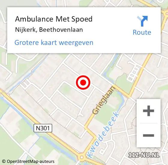 Locatie op kaart van de 112 melding: Ambulance Met Spoed Naar Nijkerk, Beethovenlaan op 24 juli 2021 20:21