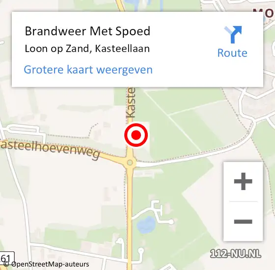 Locatie op kaart van de 112 melding: Brandweer Met Spoed Naar Loon op Zand, Kasteellaan op 24 juli 2021 20:22