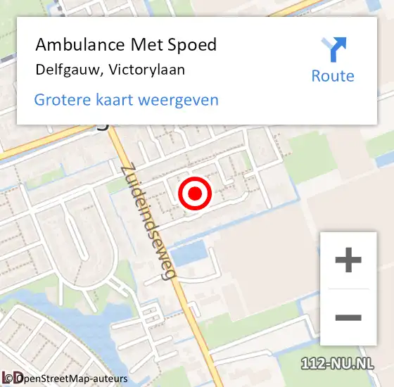 Locatie op kaart van de 112 melding: Ambulance Met Spoed Naar Delfgauw, Victorylaan op 24 juli 2021 21:14