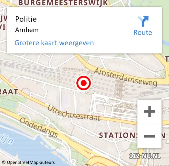 Locatie op kaart van de 112 melding: Politie Arnhem op 24 juli 2021 21:15