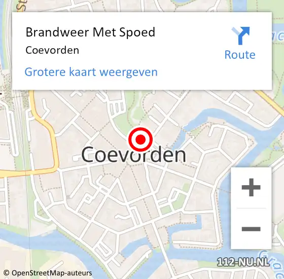 Locatie op kaart van de 112 melding: Brandweer Met Spoed Naar Coevorden op 24 juli 2021 21:19