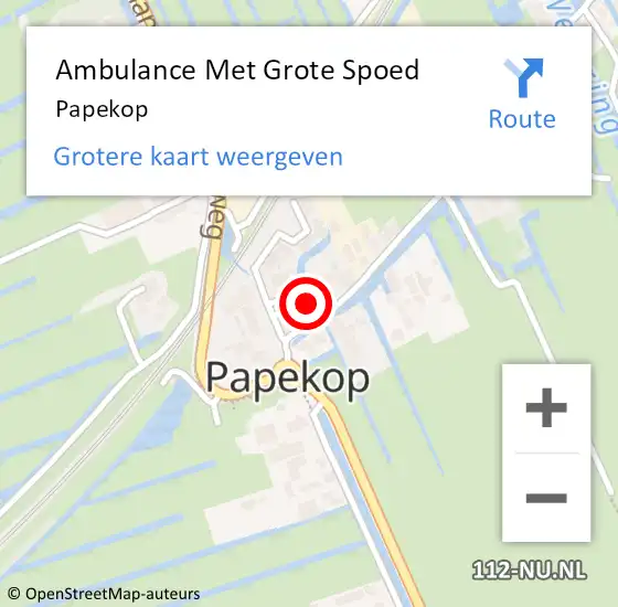 Locatie op kaart van de 112 melding: Ambulance Met Grote Spoed Naar Papekop op 24 juli 2021 21:35