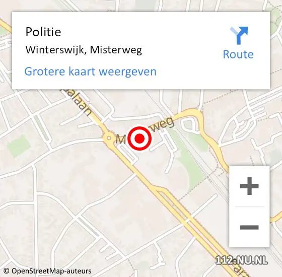 Locatie op kaart van de 112 melding: Politie Winterswijk, Misterweg op 24 juli 2021 21:49