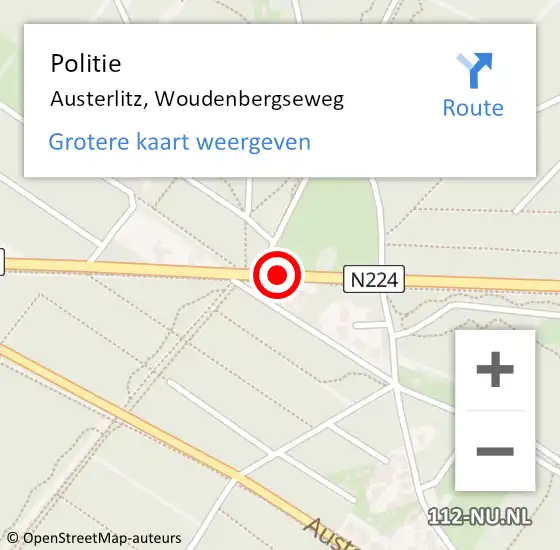 Locatie op kaart van de 112 melding: Politie Austerlitz, Woudenbergseweg op 17 juni 2014 15:16