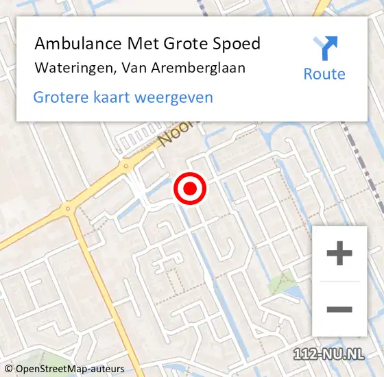 Locatie op kaart van de 112 melding: Ambulance Met Grote Spoed Naar Wateringen, Van Aremberglaan op 24 juli 2021 22:14