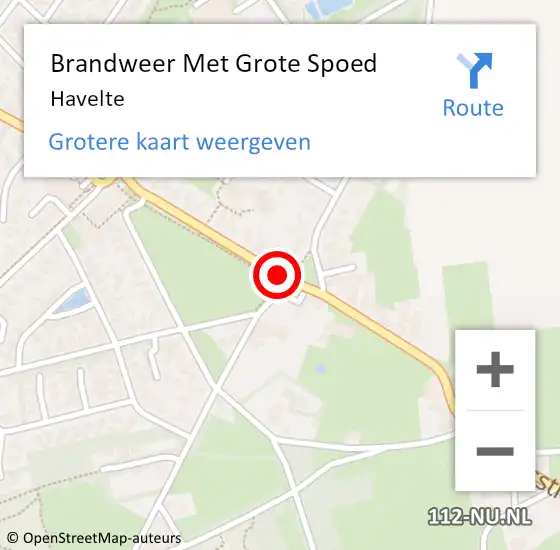 Locatie op kaart van de 112 melding: Brandweer Met Grote Spoed Naar Havelte op 24 juli 2021 22:39