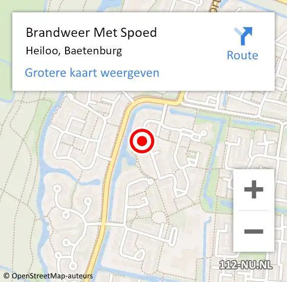 Locatie op kaart van de 112 melding: Brandweer Met Spoed Naar Heiloo, Baetenburg op 24 juli 2021 22:49