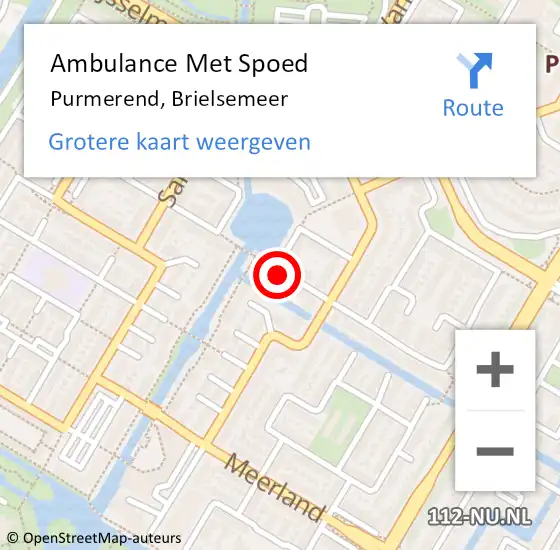 Locatie op kaart van de 112 melding: Ambulance Met Spoed Naar Purmerend, Brielsemeer op 24 juli 2021 22:51