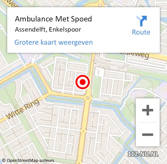 Locatie op kaart van de 112 melding: Ambulance Met Spoed Naar Assendelft, Enkelspoor op 24 juli 2021 23:01