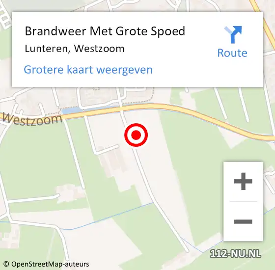 Locatie op kaart van de 112 melding: Brandweer Met Grote Spoed Naar Lunteren, Westzoom op 24 juli 2021 23:15