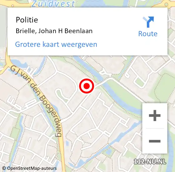 Locatie op kaart van de 112 melding: Politie Brielle, Johan H Beenlaan op 24 juli 2021 23:31