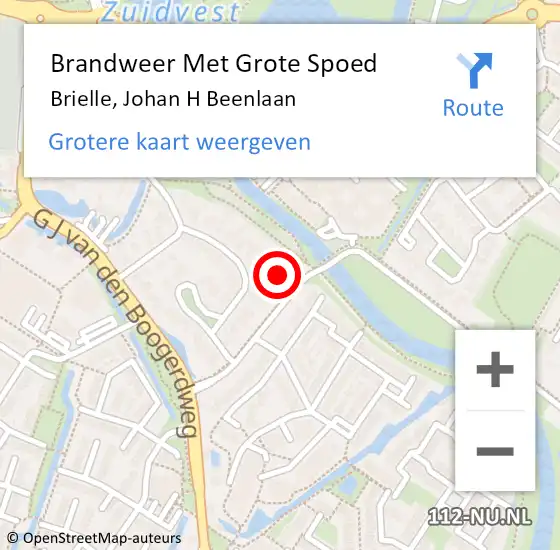 Locatie op kaart van de 112 melding: Brandweer Met Grote Spoed Naar Brielle, Johan H Beenlaan op 24 juli 2021 23:32