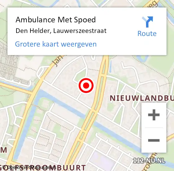 Locatie op kaart van de 112 melding: Ambulance Met Spoed Naar Den Helder, Lauwerszeestraat op 24 juli 2021 23:34