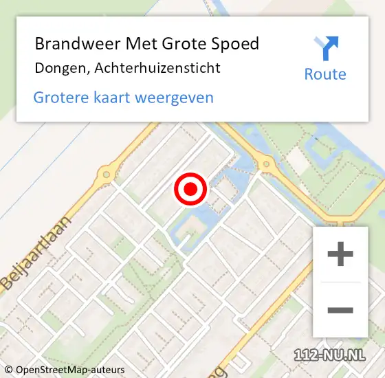 Locatie op kaart van de 112 melding: Brandweer Met Grote Spoed Naar Dongen, Achterhuizensticht op 24 juli 2021 23:52