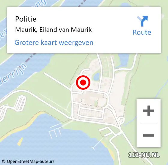 Locatie op kaart van de 112 melding: Politie Maurik, Eiland van Maurik op 24 juli 2021 23:54