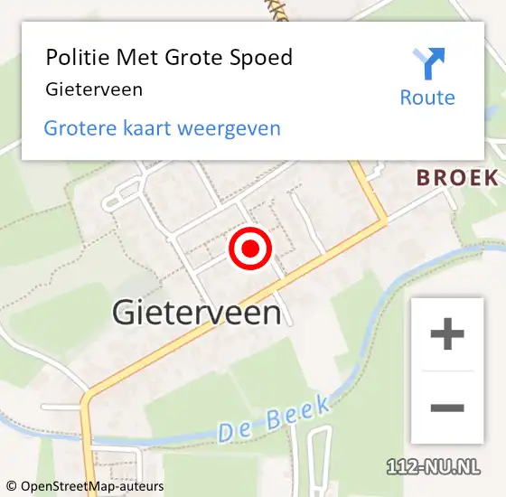 Locatie op kaart van de 112 melding: Politie Met Grote Spoed Naar Gieterveen op 25 juli 2021 00:00