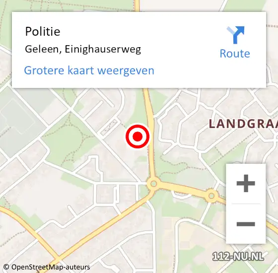 Locatie op kaart van de 112 melding: Politie Geleen, Einighauserweg op 25 juli 2021 00:08