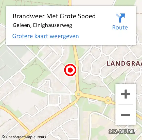 Locatie op kaart van de 112 melding: Brandweer Met Grote Spoed Naar Geleen, Einighauserweg op 25 juli 2021 00:08