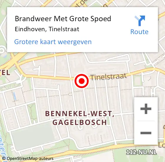 Locatie op kaart van de 112 melding: Brandweer Met Grote Spoed Naar Eindhoven, Tinelstraat op 25 juli 2021 00:19