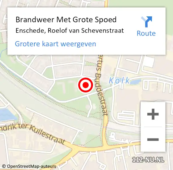 Locatie op kaart van de 112 melding: Brandweer Met Grote Spoed Naar Enschede, Roelof van Schevenstraat op 25 juli 2021 00:35