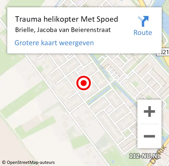 Locatie op kaart van de 112 melding: Trauma helikopter Met Spoed Naar Brielle, Jacoba van Beierenstraat op 25 juli 2021 00:38