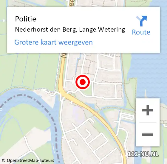 Locatie op kaart van de 112 melding: Politie Nederhorst den Berg, Lange Wetering op 25 juli 2021 00:40