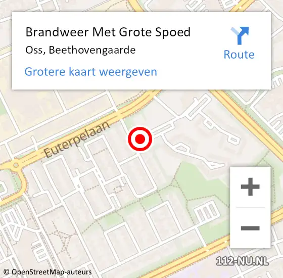 Locatie op kaart van de 112 melding: Brandweer Met Grote Spoed Naar Oss, Beethovengaarde op 25 juli 2021 00:49