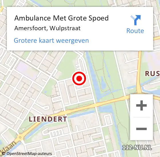 Locatie op kaart van de 112 melding: Ambulance Met Grote Spoed Naar Amersfoort, Wulpstraat op 17 juni 2014 15:29