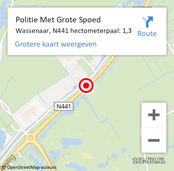 Locatie op kaart van de 112 melding: Politie Met Grote Spoed Naar Wassenaar, N441 hectometerpaal: 1,3 op 25 juli 2021 00:53