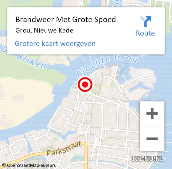 Locatie op kaart van de 112 melding: Brandweer Met Grote Spoed Naar Grou, Nieuwe Kade op 25 juli 2021 01:03