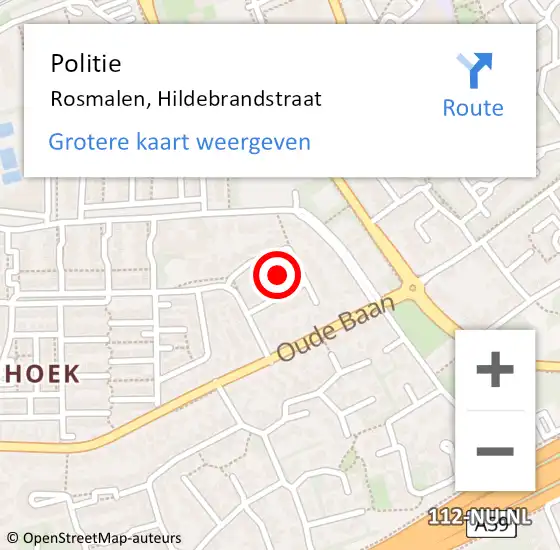 Locatie op kaart van de 112 melding: Politie Rosmalen, Hildebrandstraat op 25 juli 2021 01:46