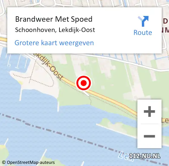 Locatie op kaart van de 112 melding: Brandweer Met Spoed Naar Schoonhoven, Lekdijk-Oost op 25 juli 2021 02:04