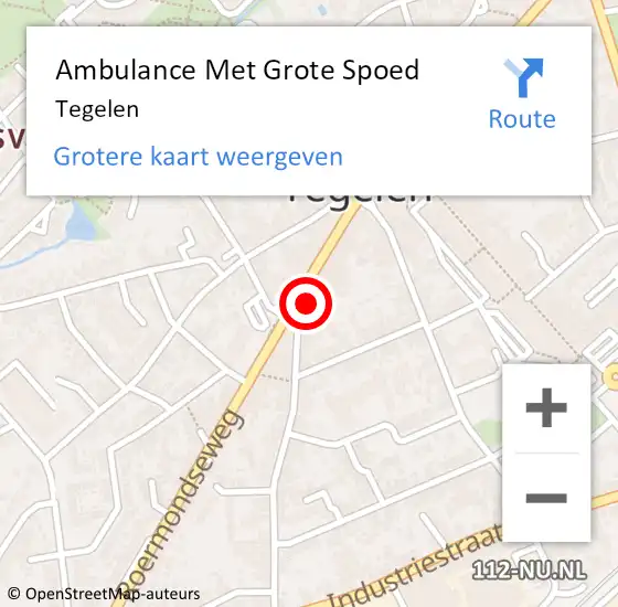 Locatie op kaart van de 112 melding: Ambulance Met Grote Spoed Naar Tegelen op 25 juli 2021 02:23