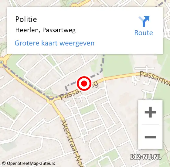 Locatie op kaart van de 112 melding: Politie Heerlen, Passartweg op 25 juli 2021 02:36