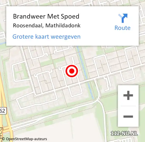 Locatie op kaart van de 112 melding: Brandweer Met Spoed Naar Roosendaal, Mathildadonk op 25 juli 2021 02:50