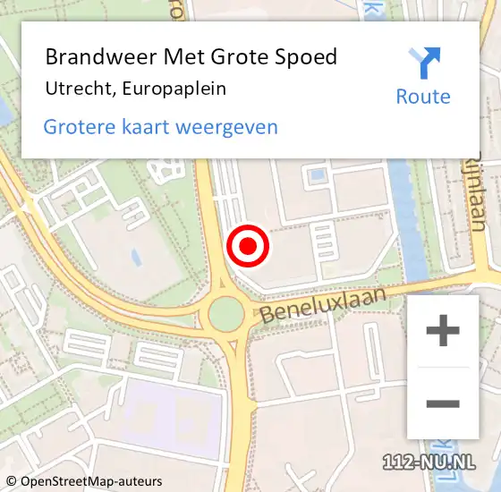 Locatie op kaart van de 112 melding: Brandweer Met Grote Spoed Naar Utrecht, Europaplein op 25 juli 2021 02:56