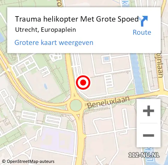 Locatie op kaart van de 112 melding: Trauma helikopter Met Grote Spoed Naar Utrecht, Europaplein op 25 juli 2021 02:59