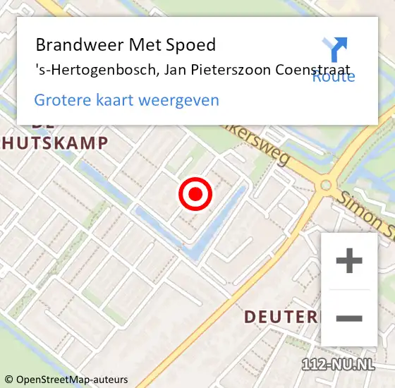 Locatie op kaart van de 112 melding: Brandweer Met Spoed Naar 's-Hertogenbosch, Jan Pieterszoon Coenstraat op 25 juli 2021 03:06