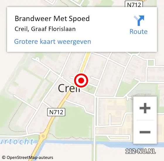 Locatie op kaart van de 112 melding: Brandweer Met Spoed Naar Creil, Graaf Florislaan op 25 juli 2021 03:08