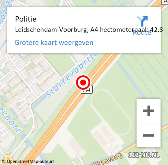 Locatie op kaart van de 112 melding: Politie Leidschendam-Voorburg, A4 hectometerpaal: 42,8 op 25 juli 2021 03:15