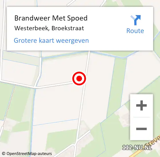 Locatie op kaart van de 112 melding: Brandweer Met Spoed Naar Westerbeek, Broekstraat op 25 juli 2021 03:34