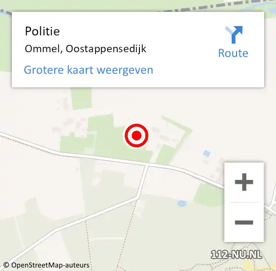 Locatie op kaart van de 112 melding: Politie Ommel, Oostappensedijk op 25 juli 2021 04:27