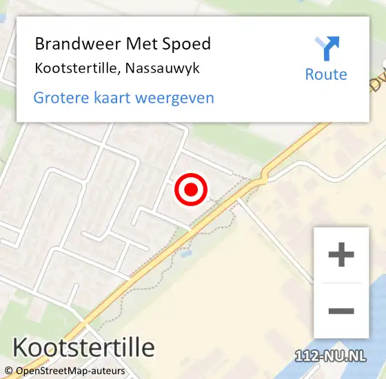 Locatie op kaart van de 112 melding: Brandweer Met Spoed Naar Kootstertille, Nassauwyk op 25 juli 2021 06:06