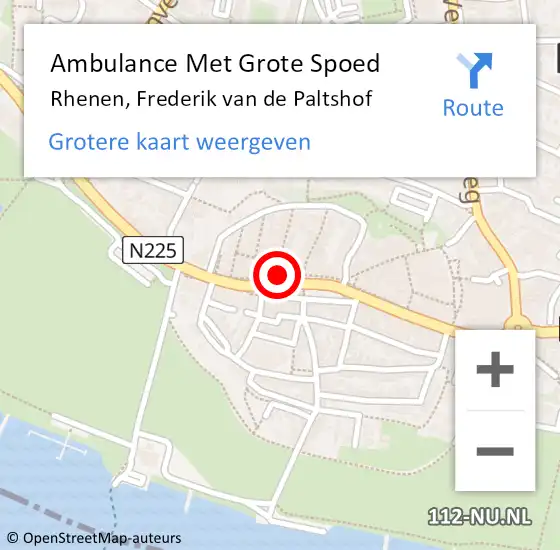 Locatie op kaart van de 112 melding: Ambulance Met Grote Spoed Naar Rhenen, Frederik van de Paltshof op 25 juli 2021 06:48