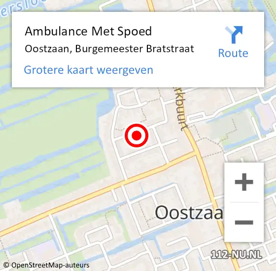 Locatie op kaart van de 112 melding: Ambulance Met Spoed Naar Oostzaan, Burgemeester Bratstraat op 25 juli 2021 07:18