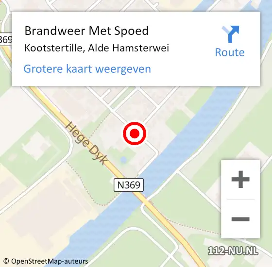 Locatie op kaart van de 112 melding: Brandweer Met Spoed Naar Kootstertille, Alde Hamsterwei op 25 juli 2021 07:18