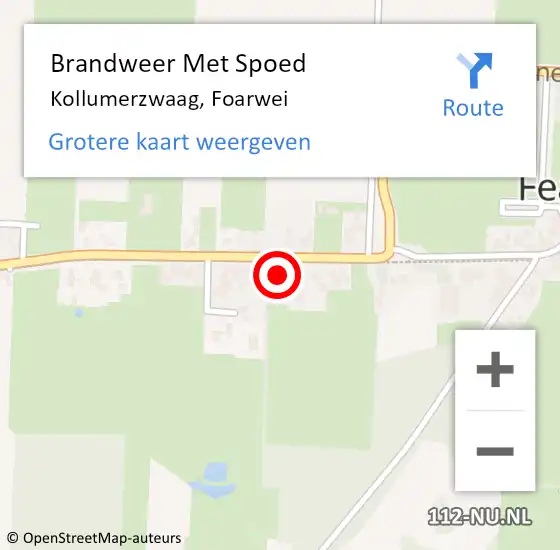 Locatie op kaart van de 112 melding: Brandweer Met Spoed Naar Kollumerzwaag, Foarwei op 25 juli 2021 07:20