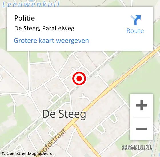 Locatie op kaart van de 112 melding: Politie De Steeg, Parallelweg op 25 juli 2021 07:21