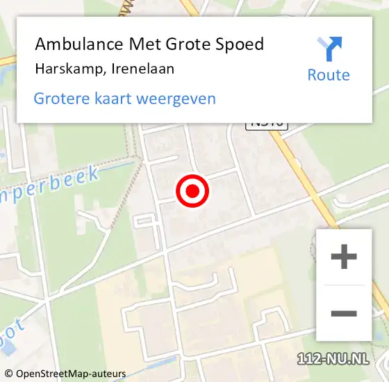 Locatie op kaart van de 112 melding: Ambulance Met Grote Spoed Naar Harskamp, Irenelaan op 25 juli 2021 07:45