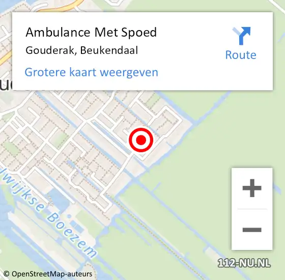 Locatie op kaart van de 112 melding: Ambulance Met Spoed Naar Gouderak, Beukendaal op 25 juli 2021 08:04